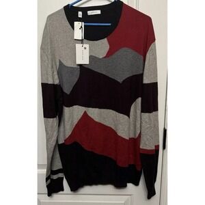 NOMINEE Men's Geo Camo Cotton/Cashmere Crewneck Long Sleeve Sweater Sz XXL